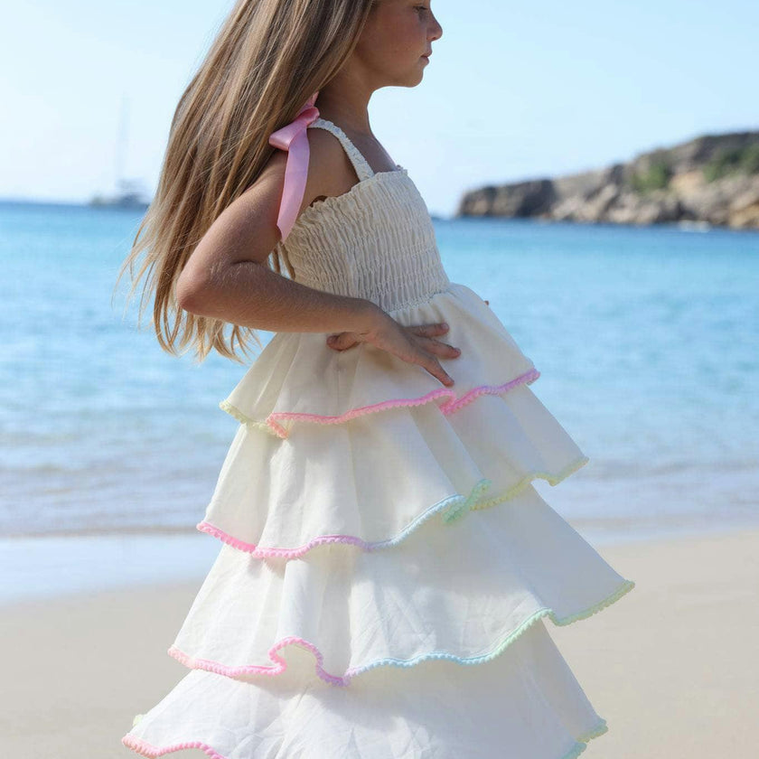 Rainbow Tiered Bow Dress