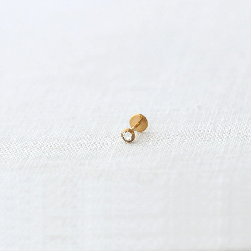 Classic Bezel Crystal Titanium Flat Back Stud Earring