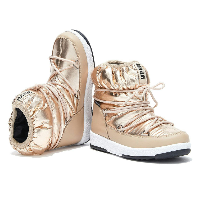 MOON BOOT Protecht Junior Low Rose Gold Nylon Boots Pink
