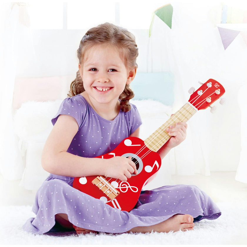 Kid's Wooden 21" Toy Ukulele in Red for Toddlers