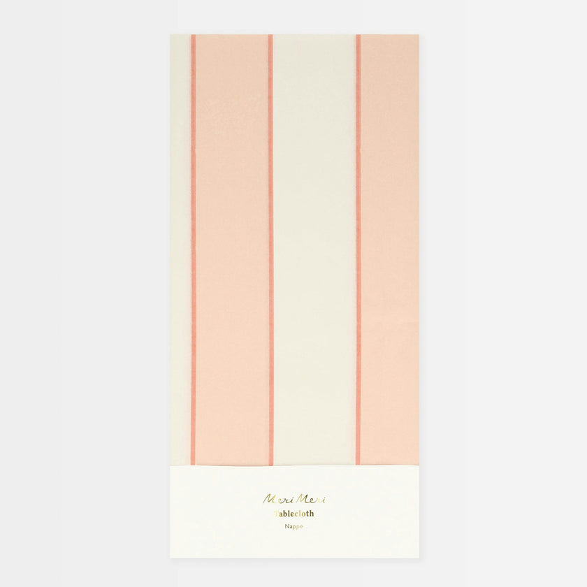 Peach Striped Paper Tablecloth
