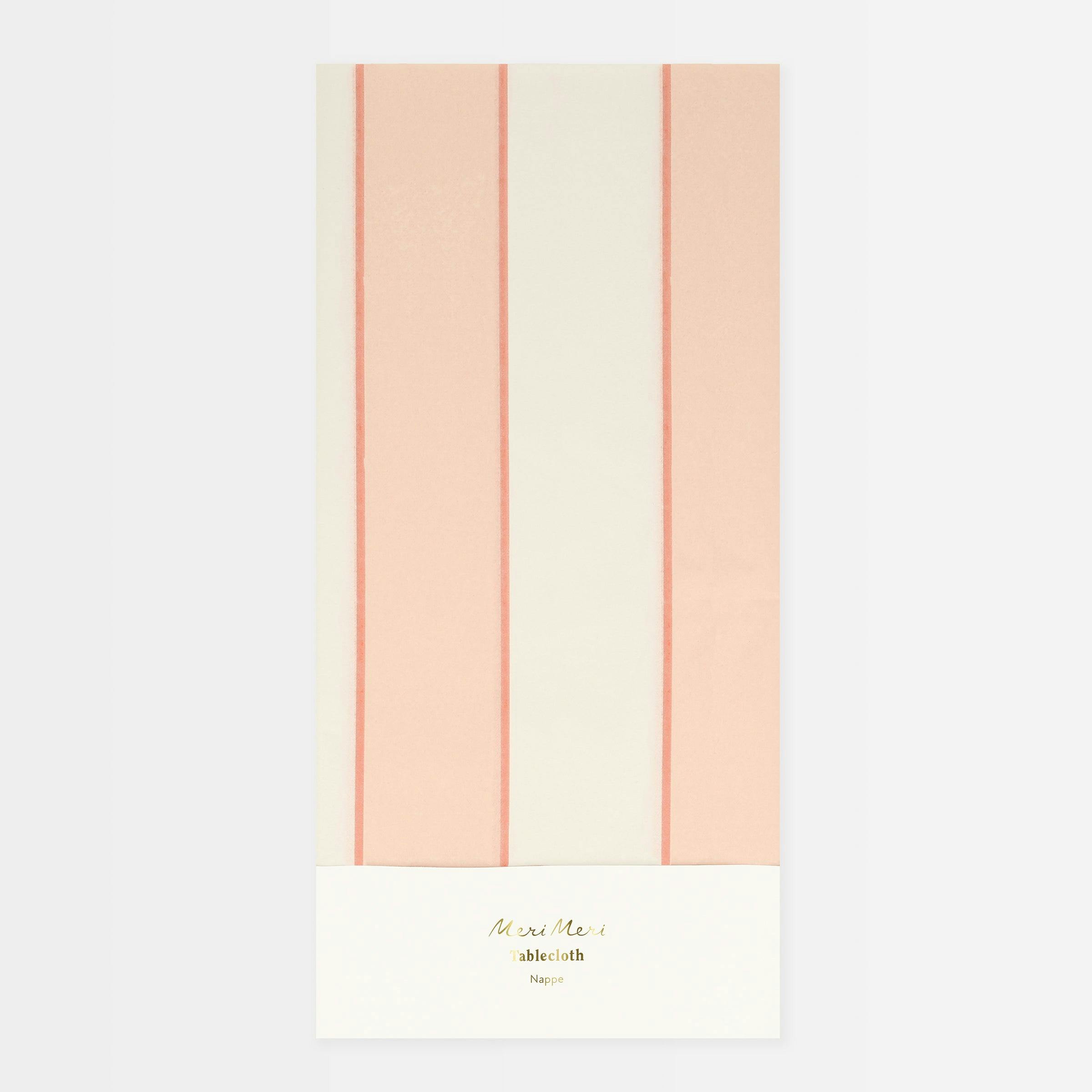 Peach Striped Paper Tablecloth