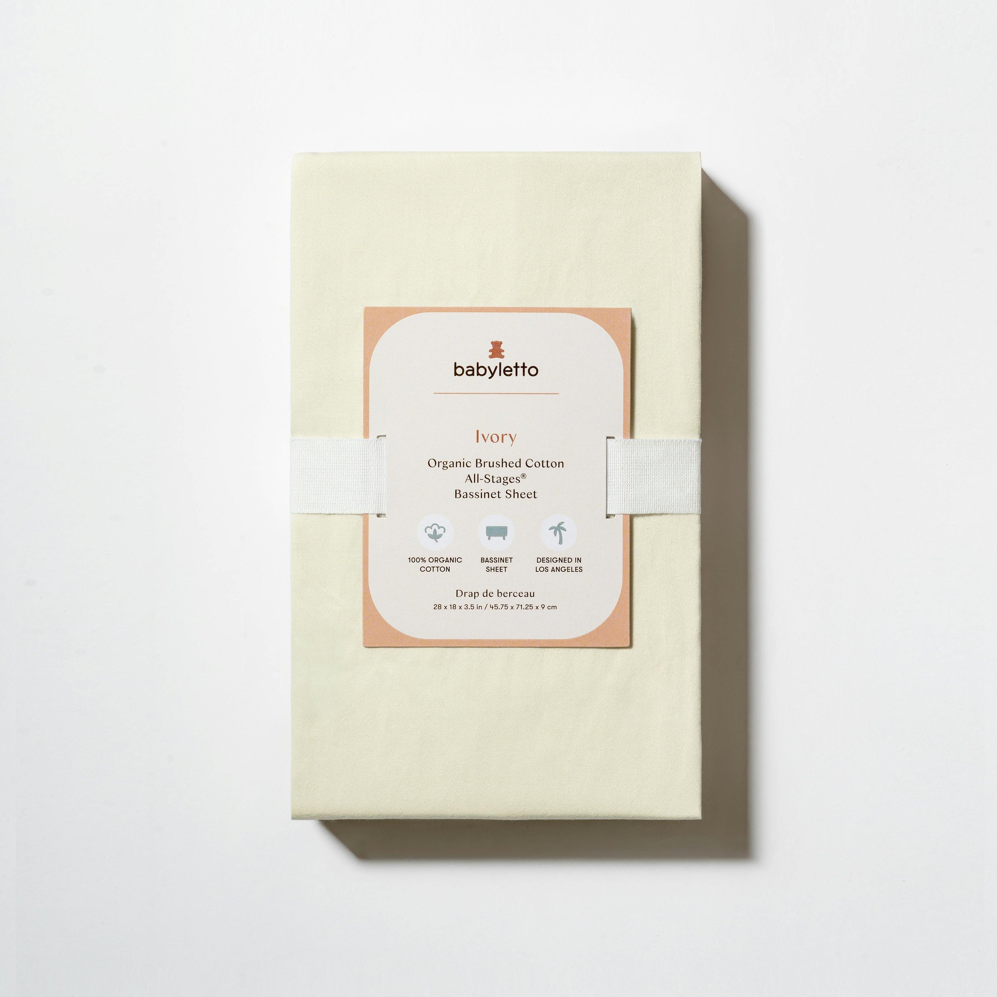 All-Stages Bassinet Sheet in GOTS Certified Organic Brushed Cotton in Ivory