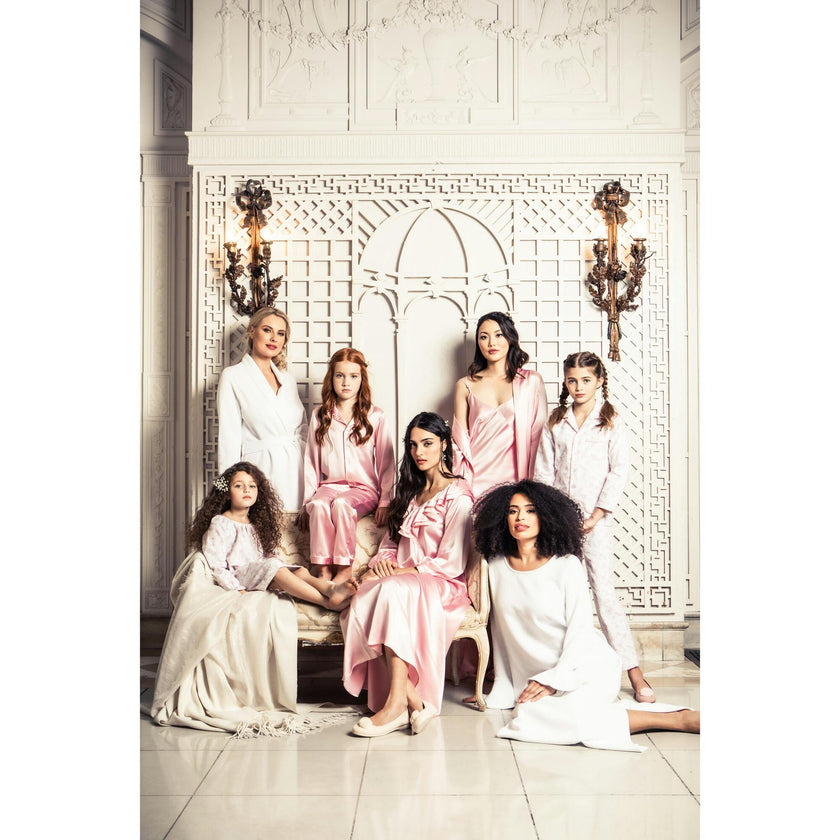 Women's Silk Long Robe in White