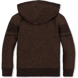 Organic Long Sleeve Hooded Henley Sweater, Brown