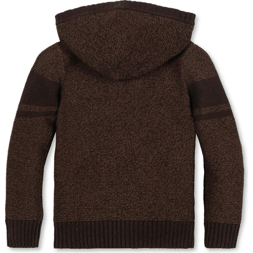 Organic Long Sleeve Hooded Henley Sweater, Brown