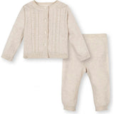 Organic Long Sleeve Cable Cardigan & Legging Sweater Set, Beige