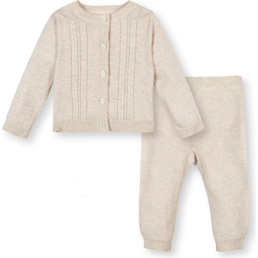 Organic Long Sleeve Cable Cardigan & Legging Sweater Set, Beige
