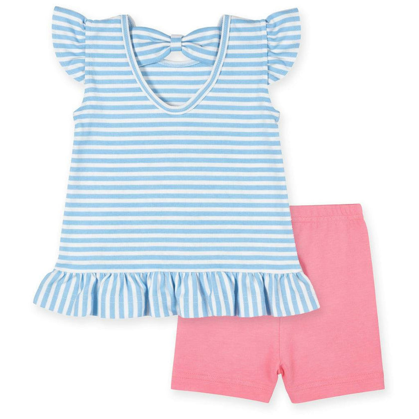 Knit Short Set With Embroidered Heart Cherries