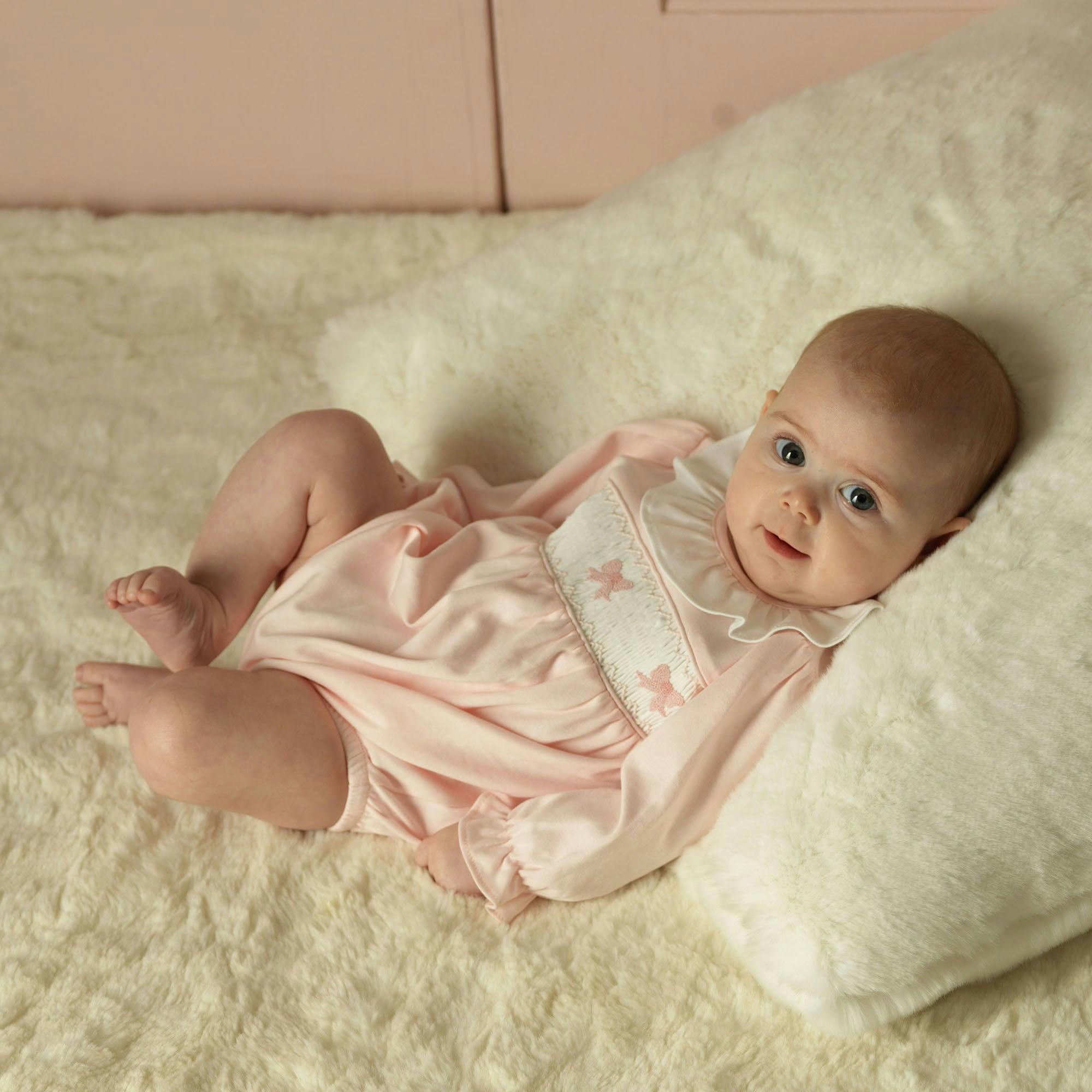 Pima Bow Smocked Babysuit
