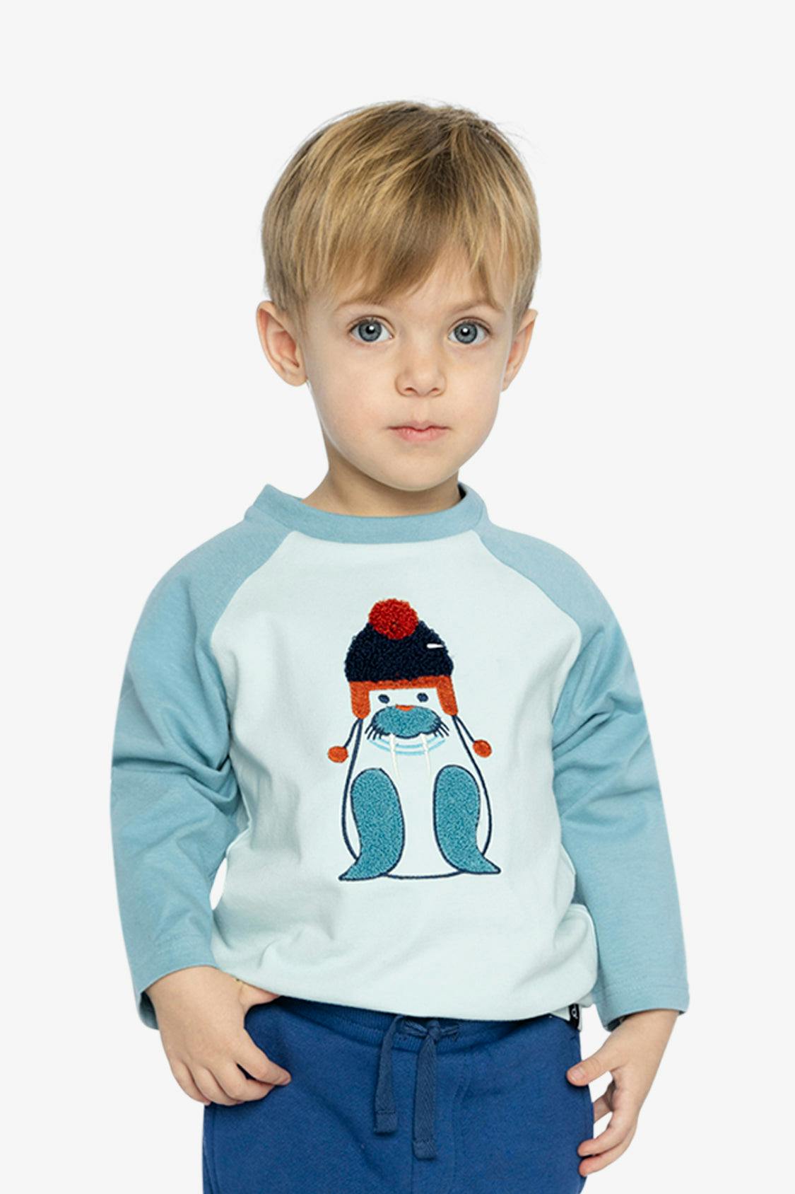 Long Sleeve Raglan Organic Cotton T-Shirt Very Pale Turquoise
