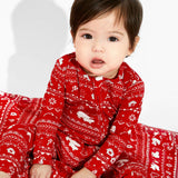 Polar Isle Red Bamboo Convertible Footie