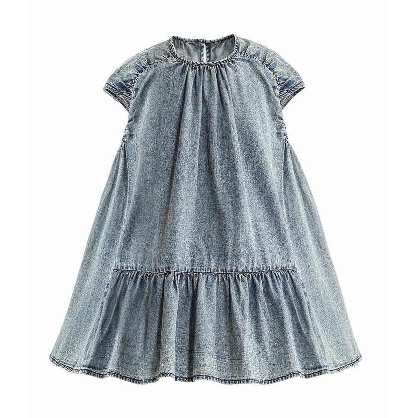 Blue Denim Tiered Dress