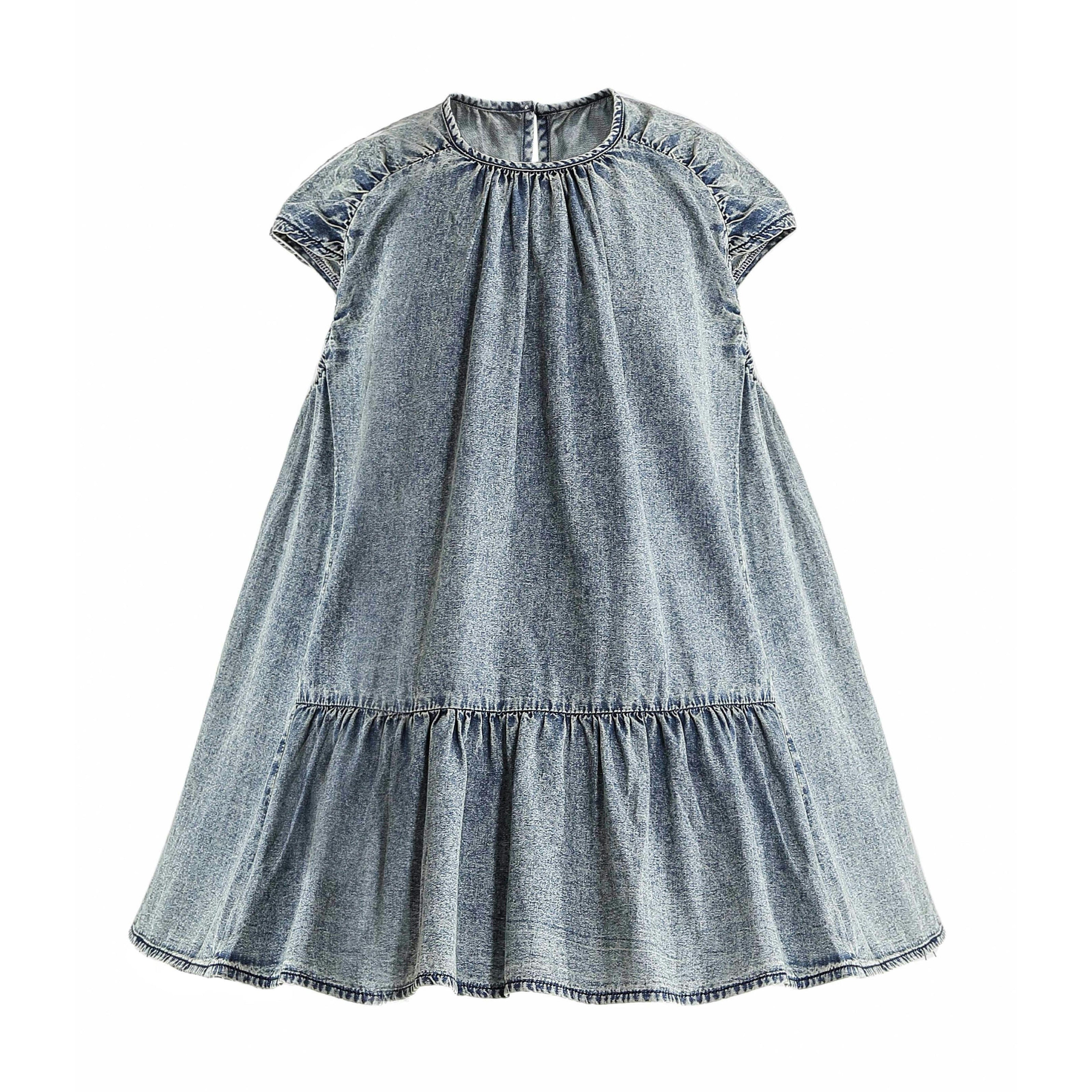 Blue Denim Tiered Dress