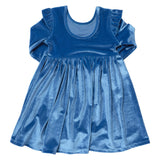 Girls Natalie Dress - Bright Blue Velour