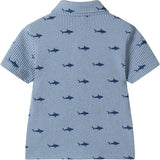 Boys Short Sleeve Cabana Set | Navy Stripe Shark