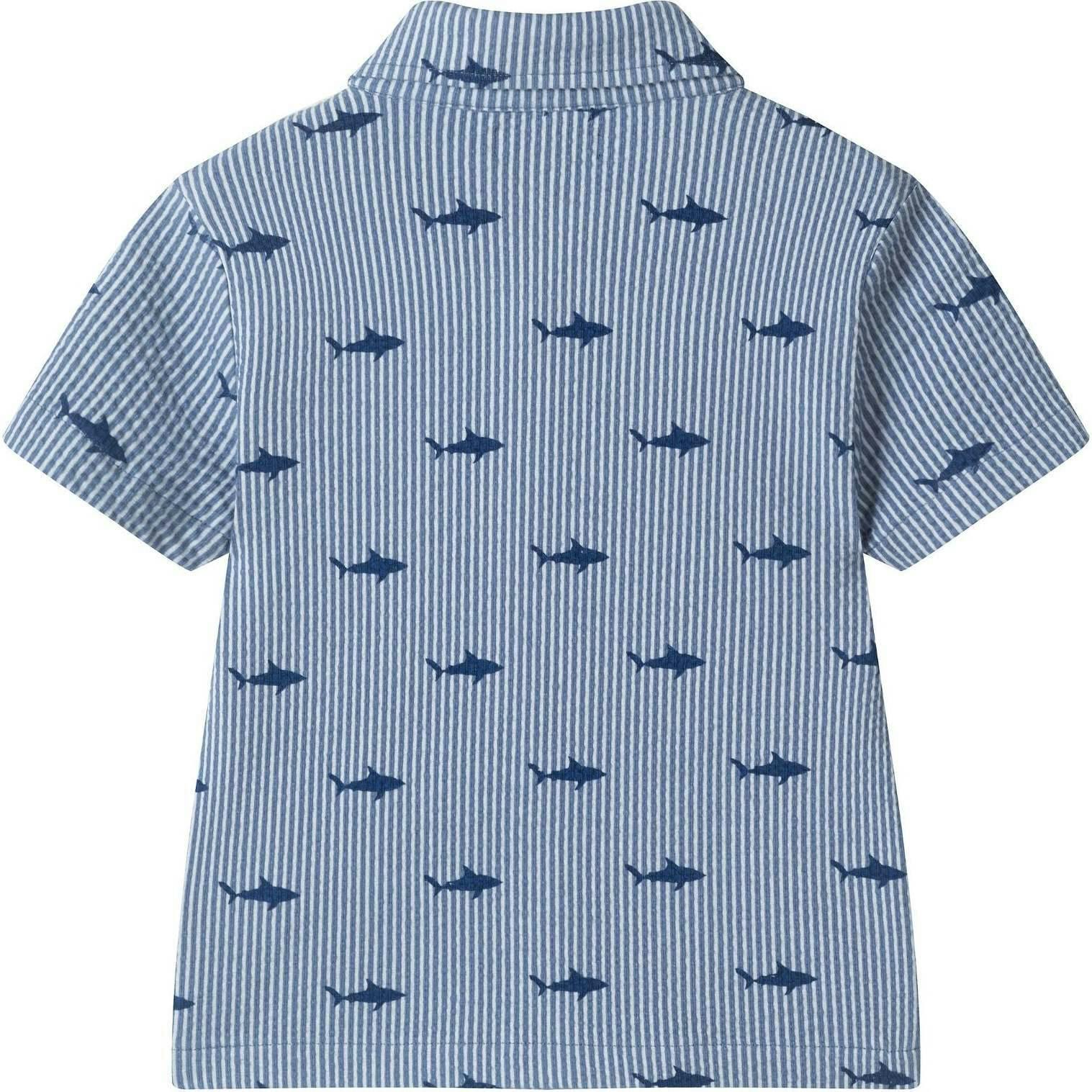 Boys Short Sleeve Cabana Set | Navy Stripe Shark