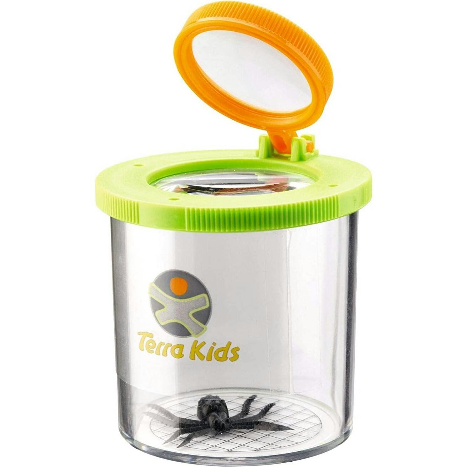 Terra Kids Beaker Magnifier Clear Bug Catcher with two Magnifying Glasses for Children's Nature Exploration
