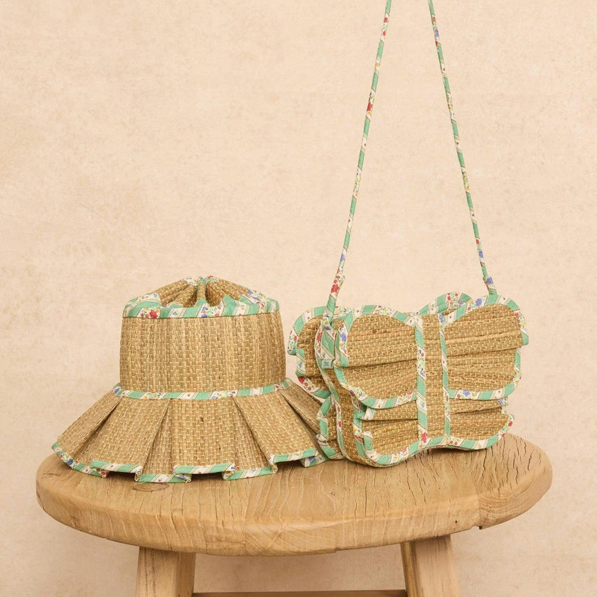 Lorna Murray x La Coqueta Sage Floral Stripe Beauty Point Woman Grass Hat