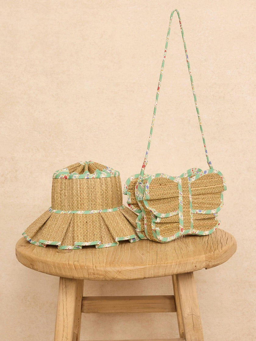 Lorna Murray x La Coqueta Sage Floral Stripe Beauty Point Woman Grass Hat