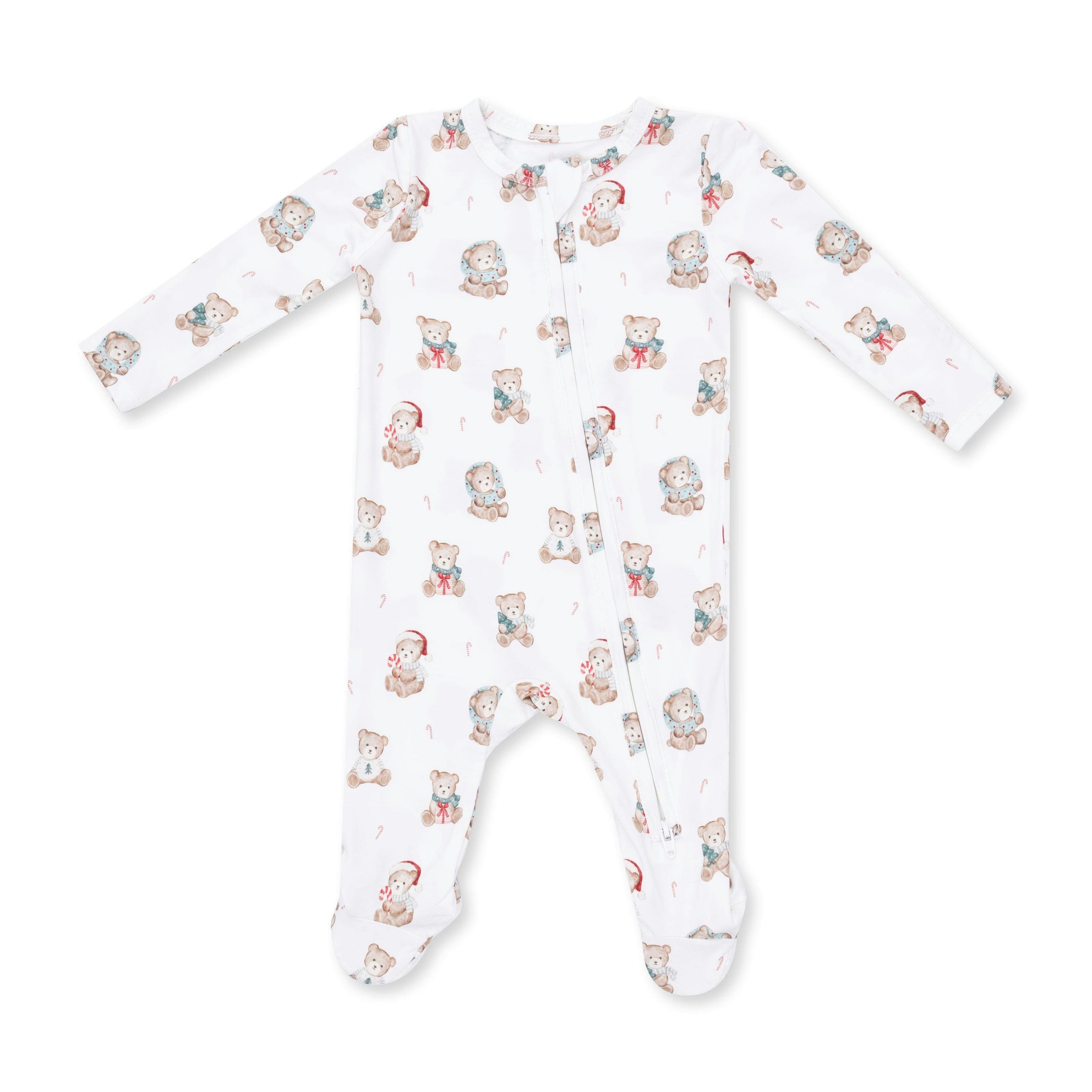 Christmas Teddy Bears Uni - 2 Way Zipper Footie