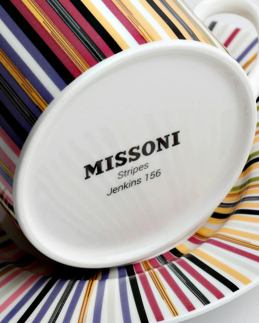 Tea Cup & Saucer Stripes Set of 2 In Luxury Box Jenkins 156 Diam. 3.3"