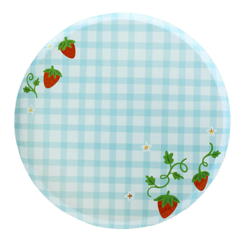 Strawberry Picnic Gingham Print Large Plates