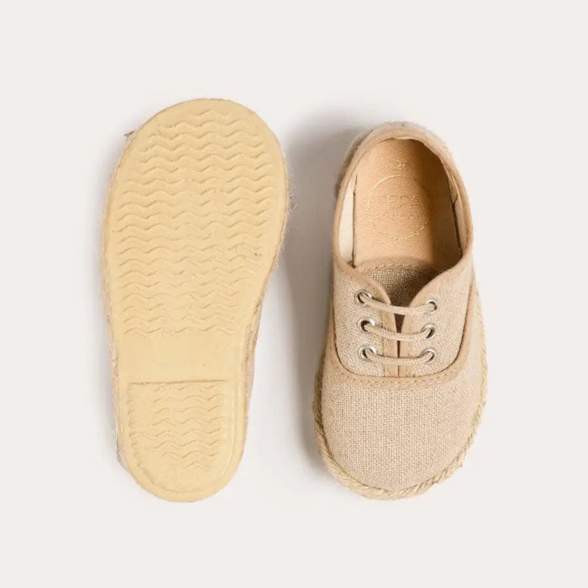 Linen Lace-up Espadrilles in Beige (24-35EU)