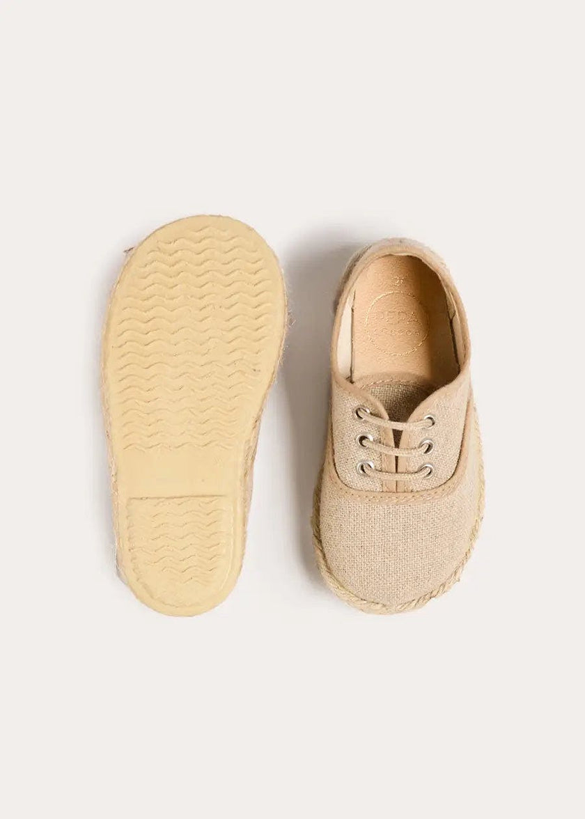 Linen Lace-up Espadrilles in Beige (24-35EU)