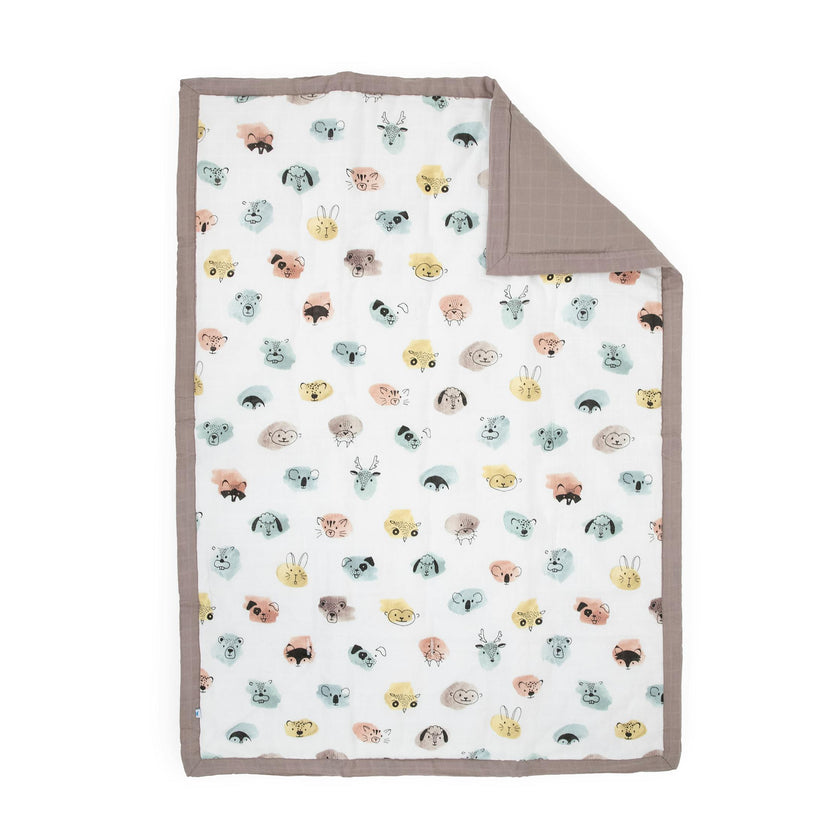 Cotton Muslin Toddler Bedding 3 Piece Set - Watercolor Critters