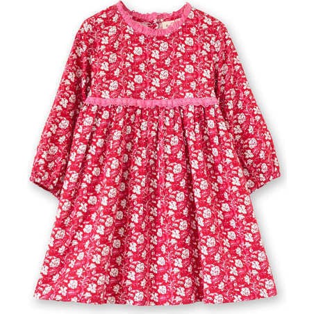 Toddler Floral Print Lace Trim Long Sleeve Dress