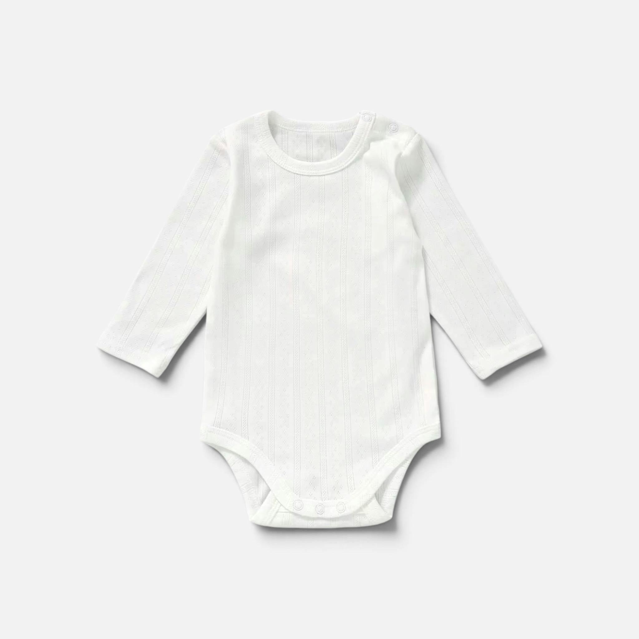 Organic Cotton Pointelle Long Sleeve Romper