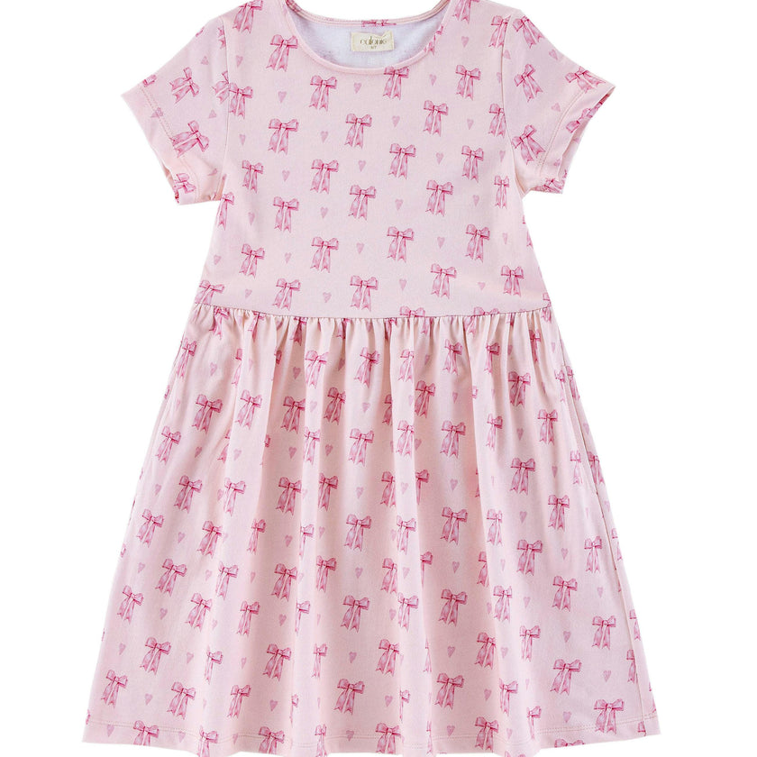 Mid Weight French Terry Twirl Dress, Lovely Bow