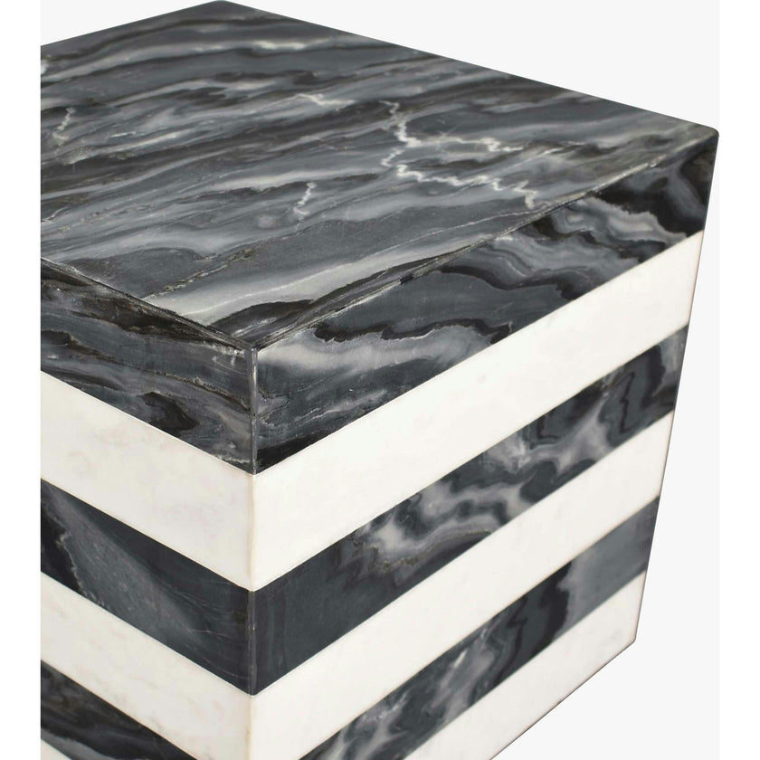 Felix 15" Contemporary Natural Marble Handmade Cube End Table