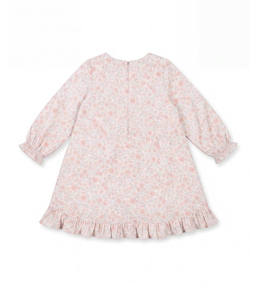 Elise Baby Dress Long Sleeves, Flowery Light Pink