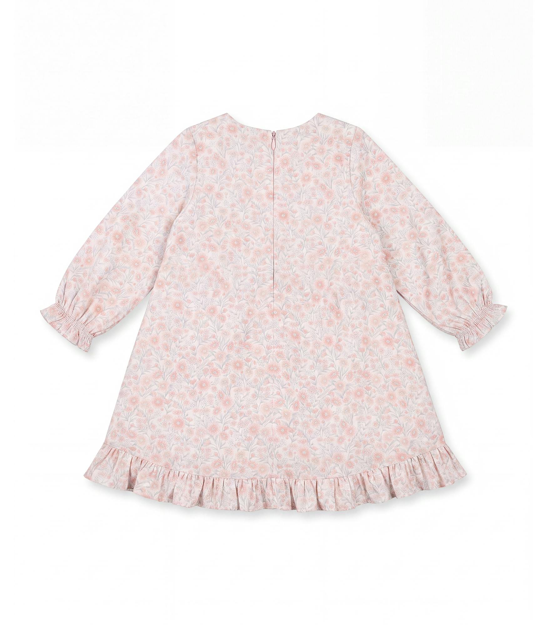 Elise Baby Dress Long Sleeves, Flowery Light Pink