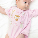 Baseball Cutie Short Sleeve Romper - Ballet