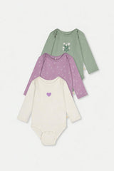 Three Pack Organic Cotton Onesie Purple Floral Print