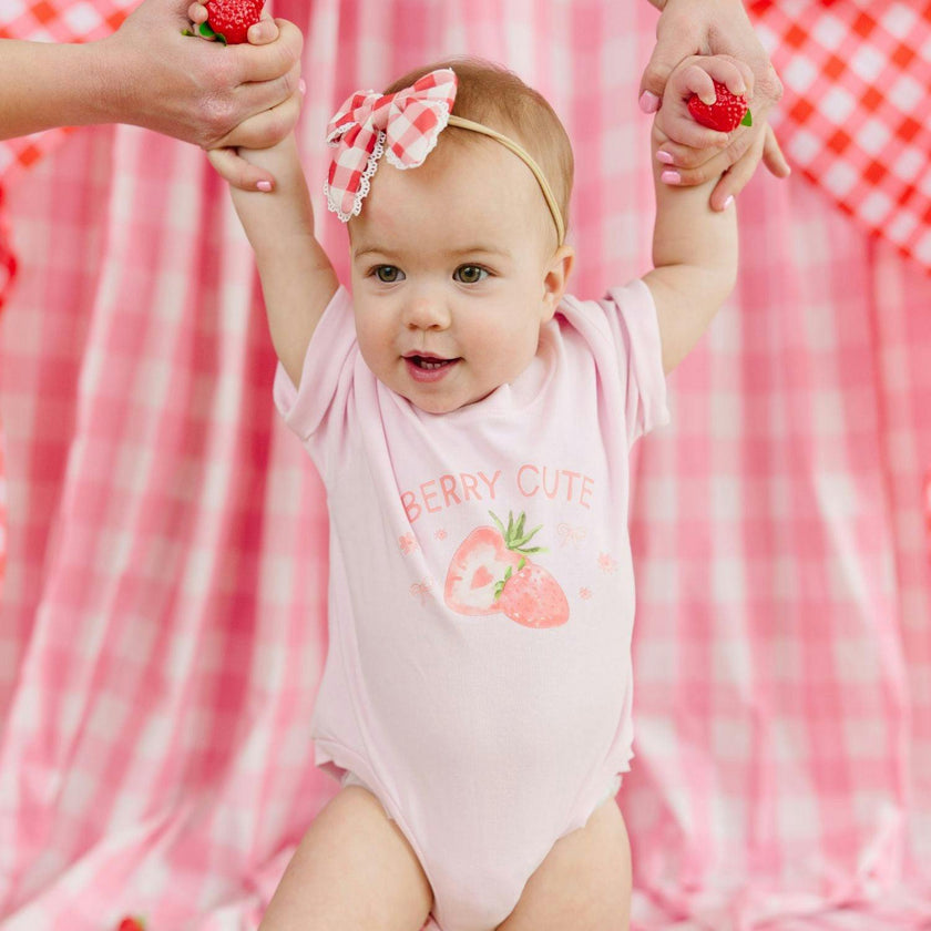 Red Gingham Bow Baby Headband