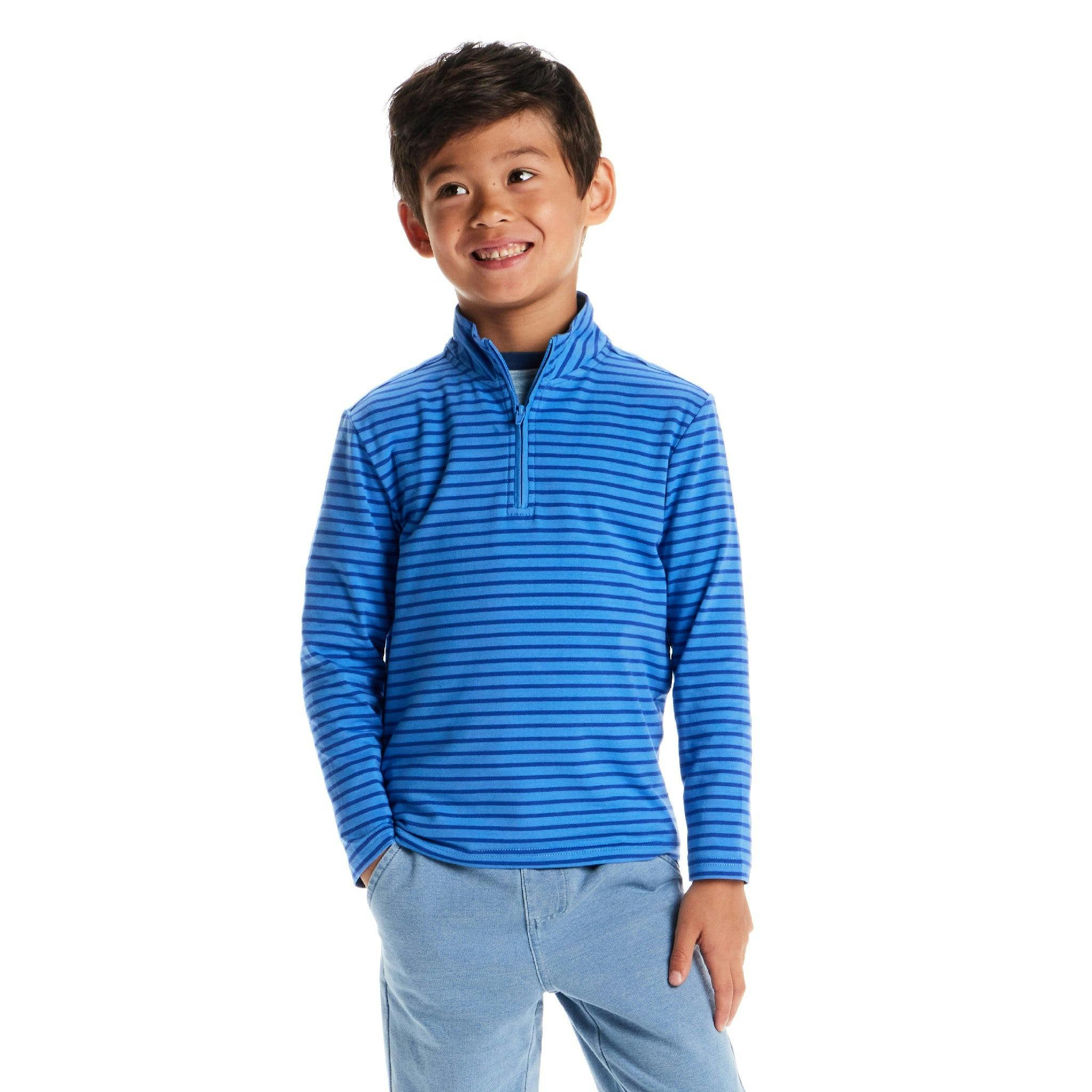 Kids Quarter Zip Stripe Pullover