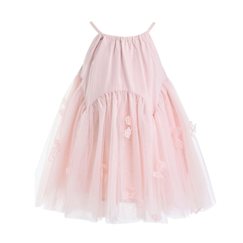 Pink Mirelle Petal Flared Tulle Dress