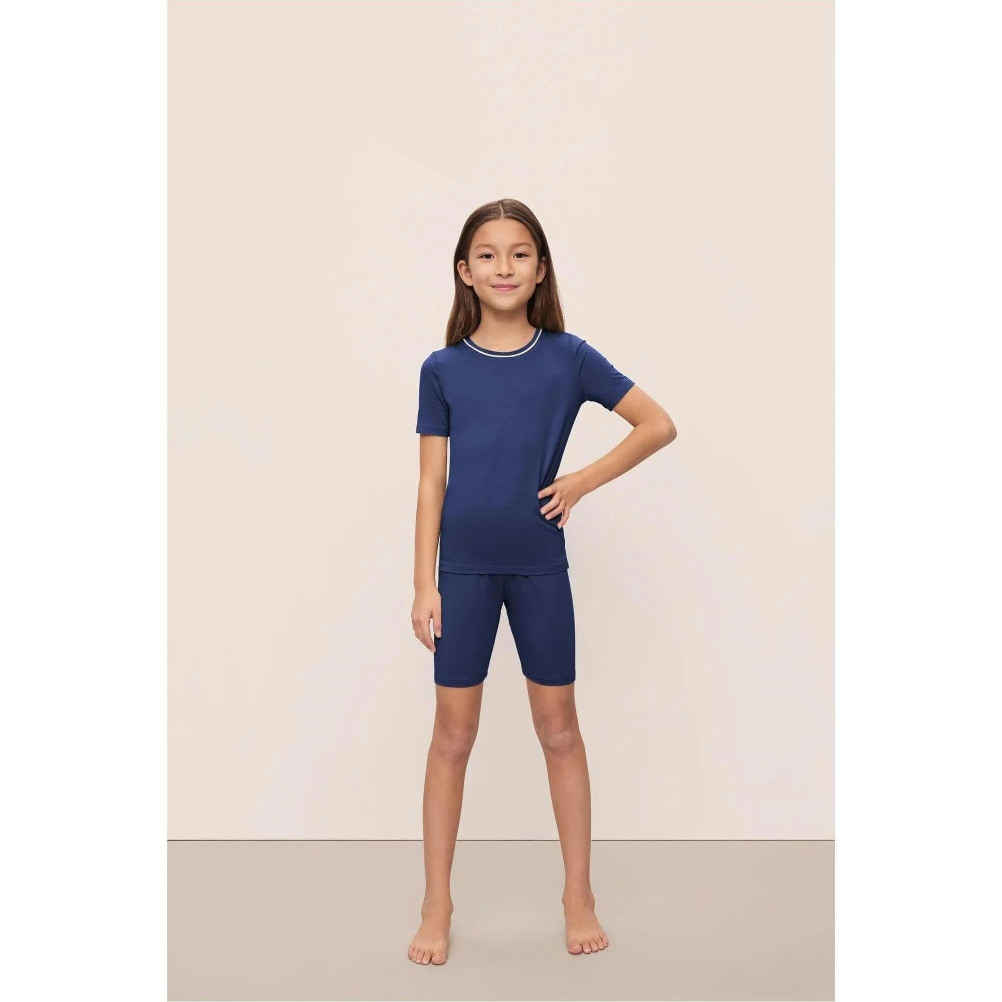 Kids TENCEL™ Modal Unisex Short PJ Set, Blue
