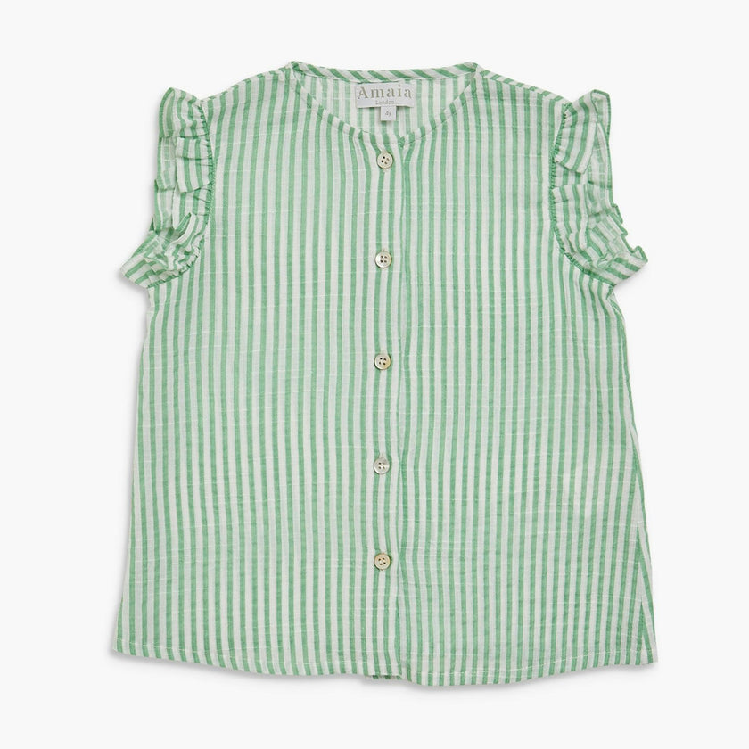 Noemie Top Mint Stripe Crepon