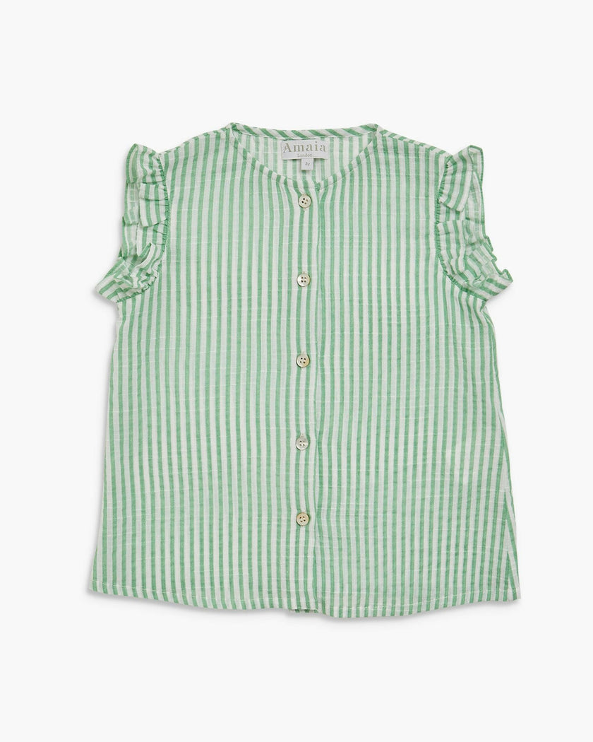 Noemie Top Mint Stripe Crepon