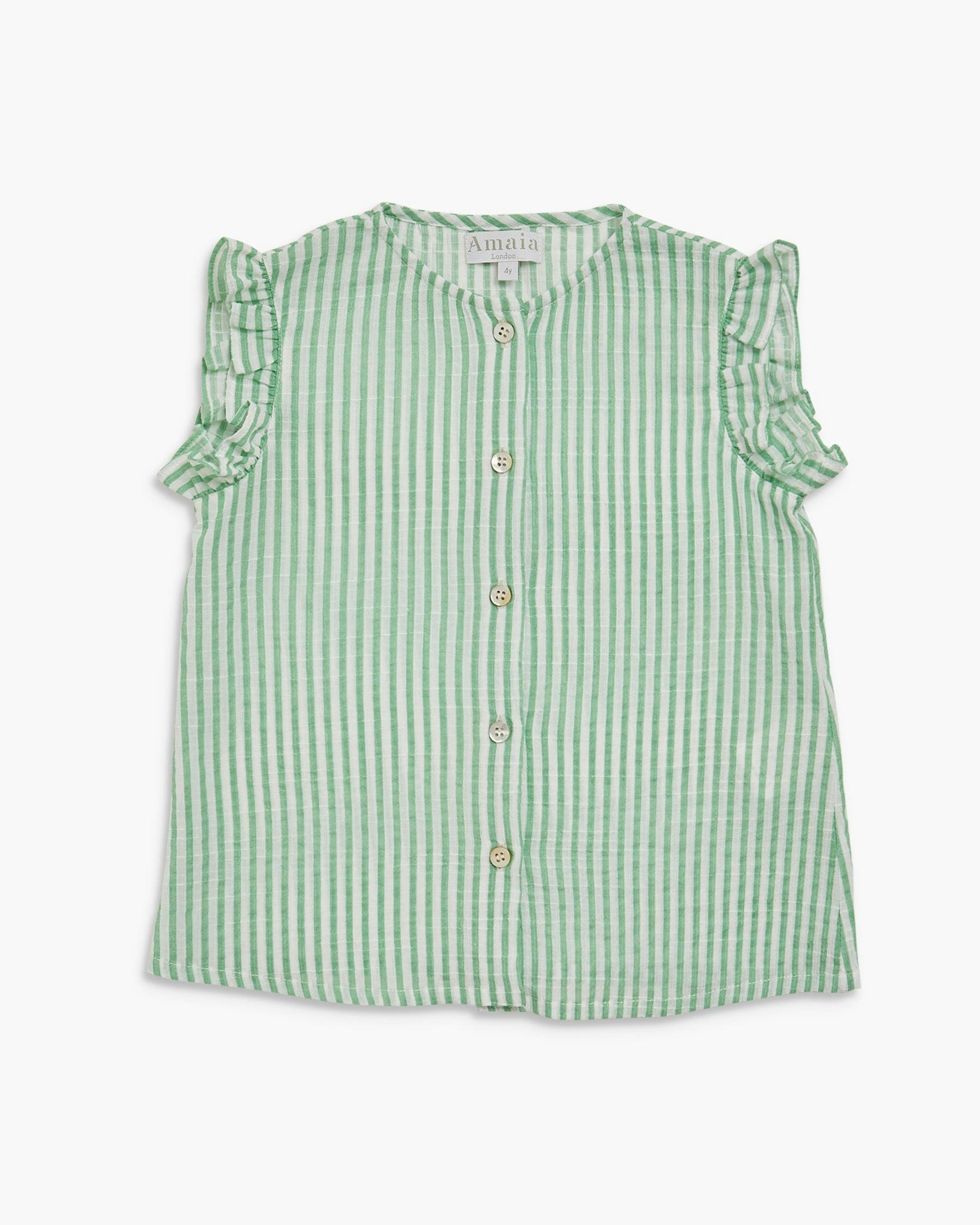 Noemie Top Mint Stripe Crepon