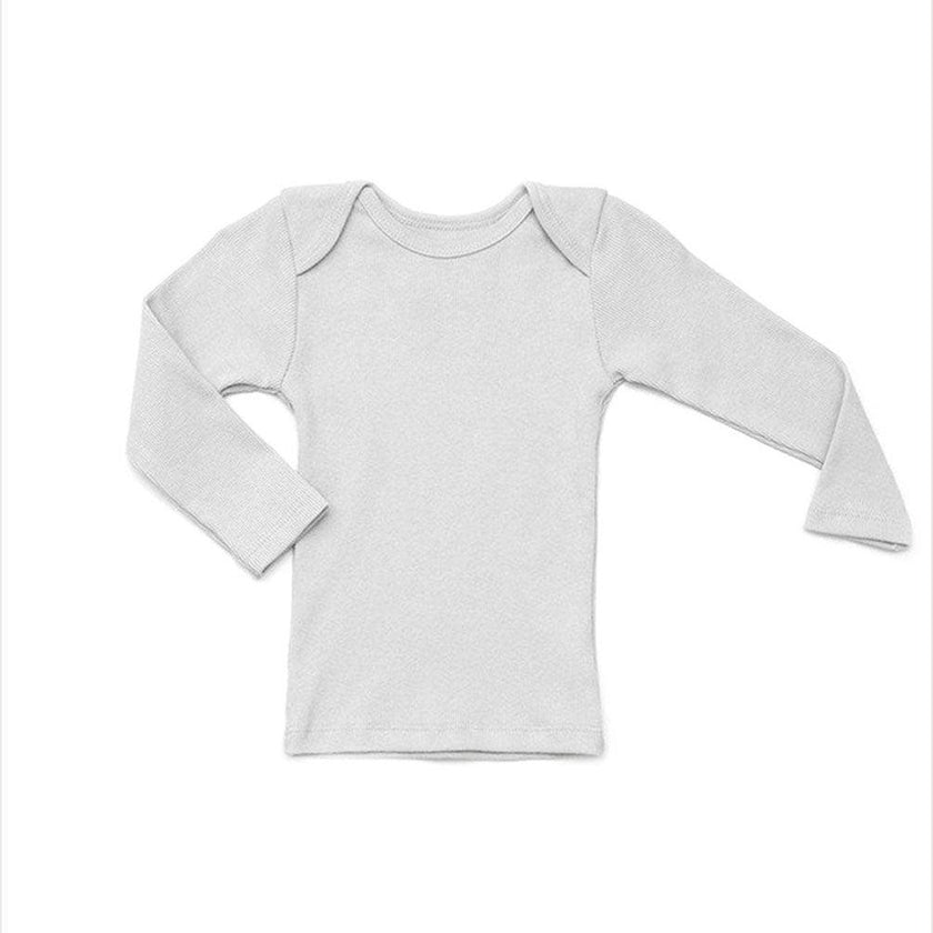 Rib Lap Shoulder Tee Long Sleeve Pale Gray