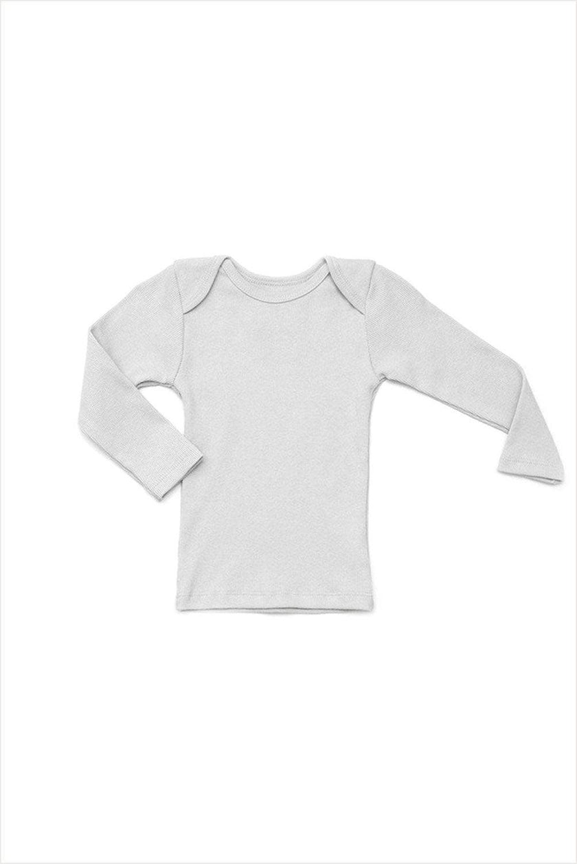 Rib Lap Shoulder Tee Long Sleeve Pale Gray