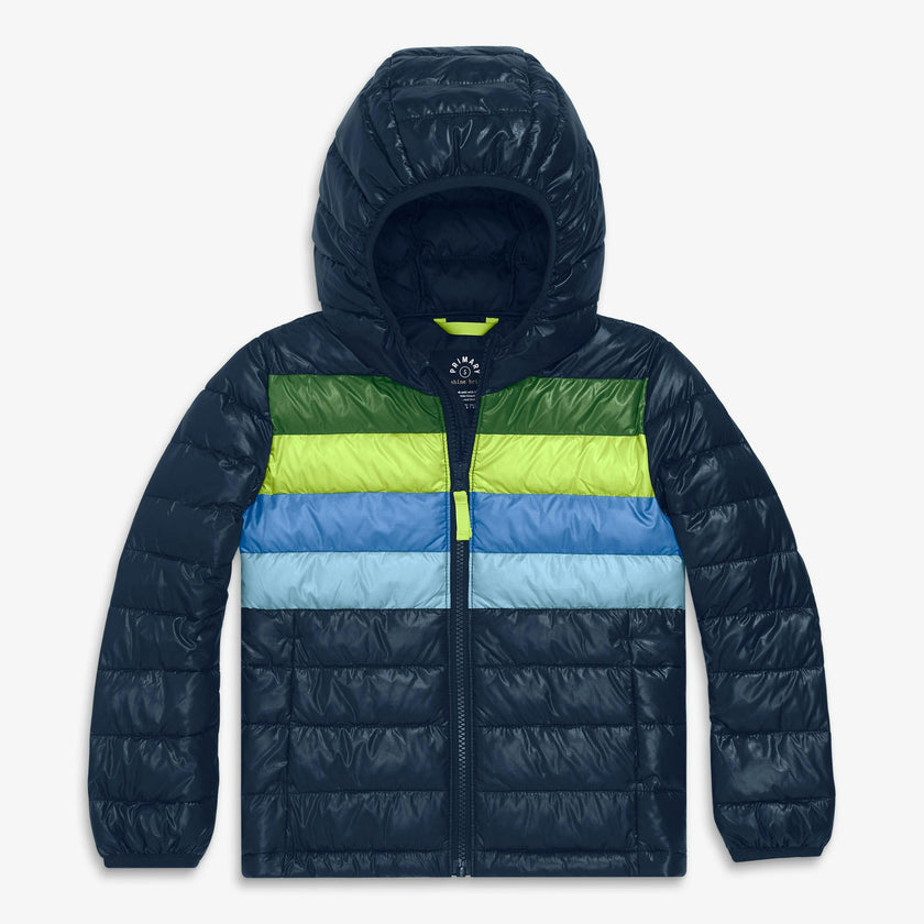 Kids lightweight puffer jacket in stripe