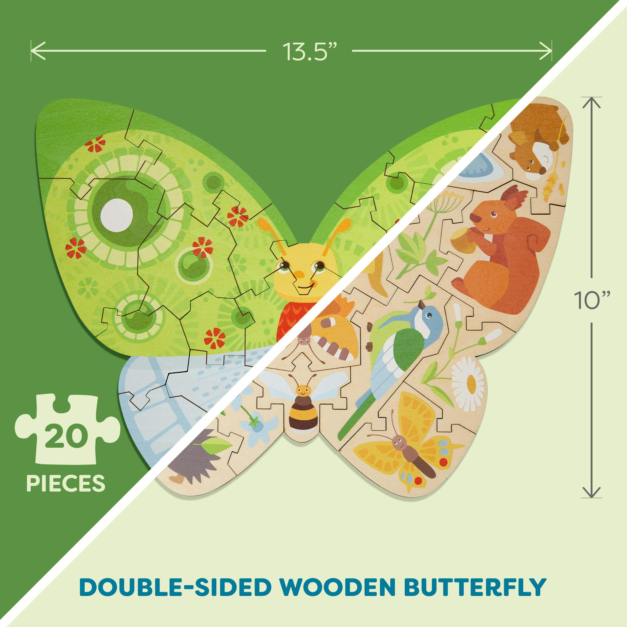 Bundle of Animal 2 in 1 Puzzles (Parrot, Elephant & Butterfly)