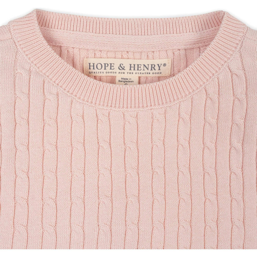 Organic Short Sleeve Cable Sweater, Pink